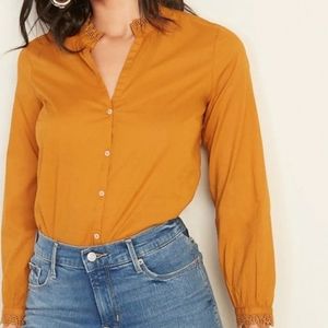OLD NAVY Mustard Splitneck Front Button Blouse